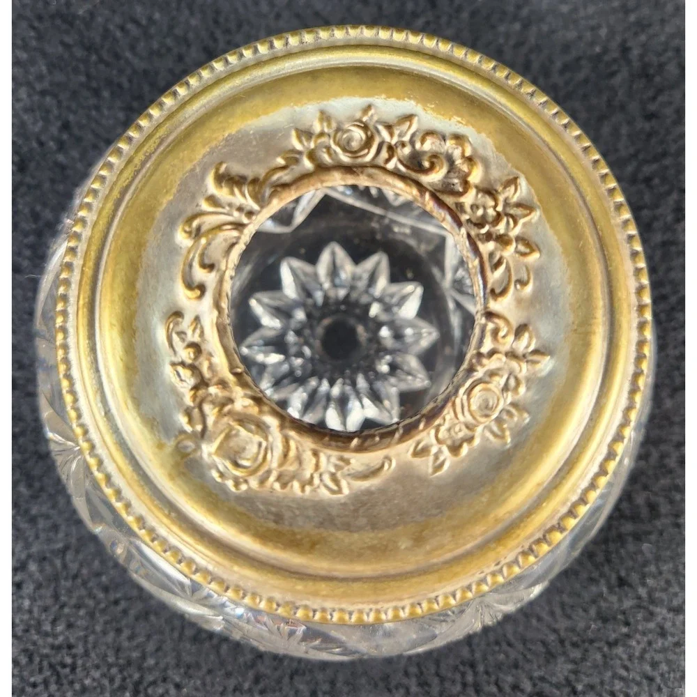 Antique Victorian Silver Crystal Hair Receiver Jar Vanity 1915 ABP